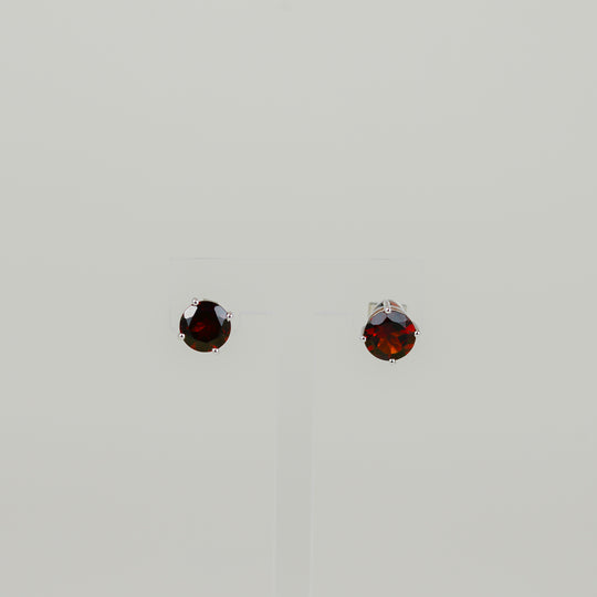 9ct White Gold 2.74ct Round Garnet Earrings