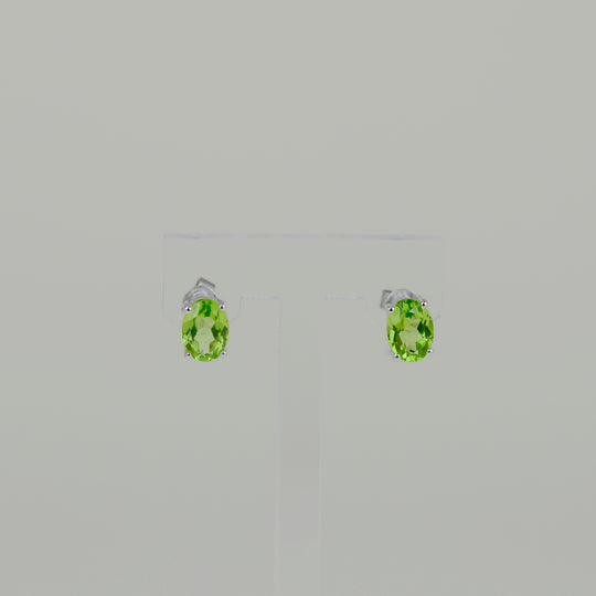 9ct White Gold 2.77ct Oval Peridot Earrings