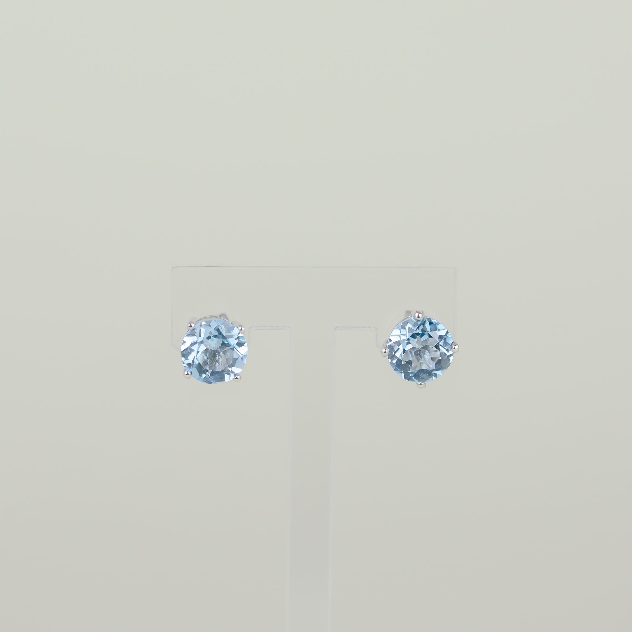 9ct White Gold 3.98ct Round Blue Topaz Earrings