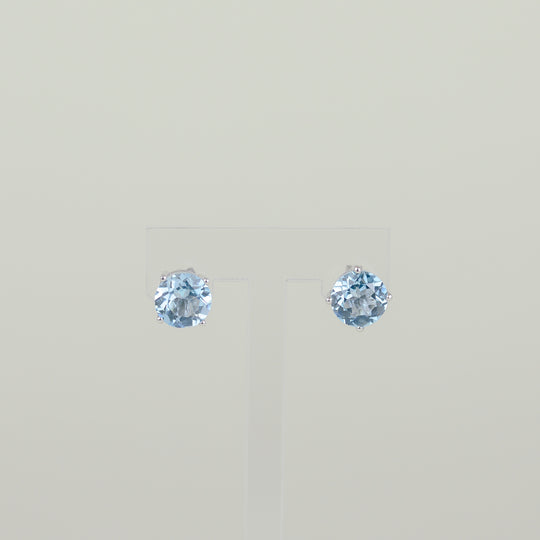 9ct White Gold 3.98ct Round Blue Topaz Earrings