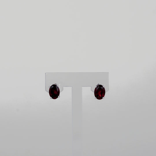 9ct White Gold 3.12ct Oval Garnet Earrings