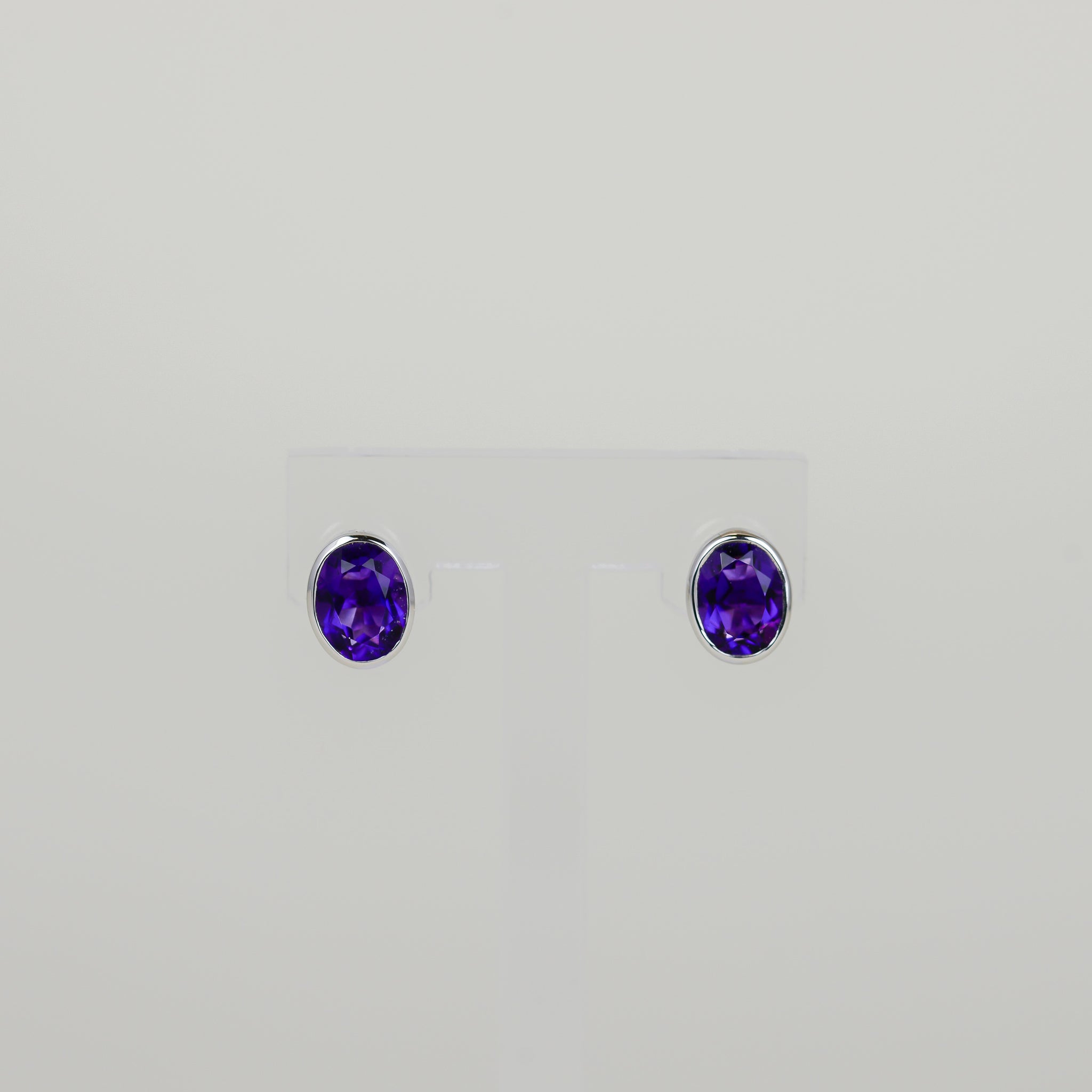 9ct White Gold 2.57ct Oval Amethyst Earrings