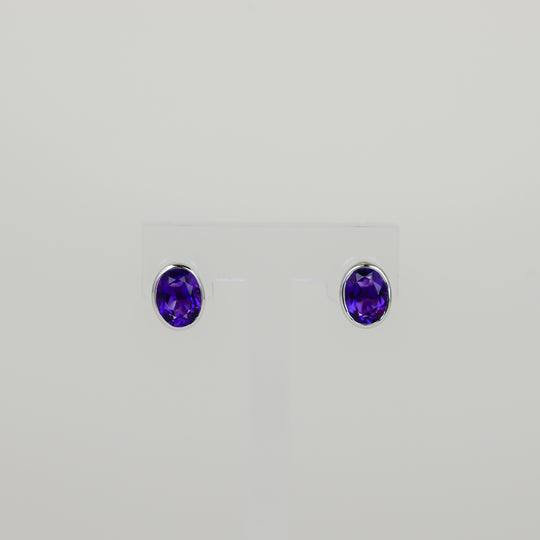 9ct White Gold 2.21ct Oval Amethyst Earrings
