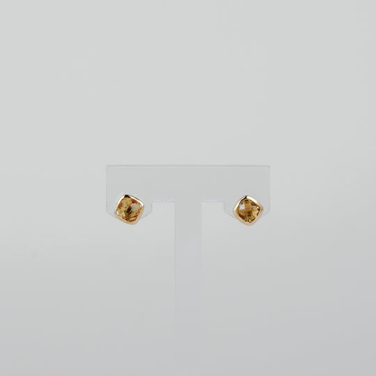 9ct Yellow Gold 0.99ct Cushion Cut Citrine Earrings