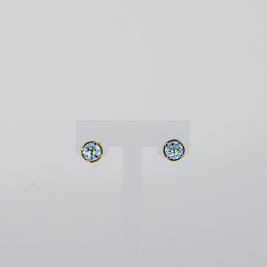 9ct Yellow Gold 1.71ct Round Blue Topaz Earrings