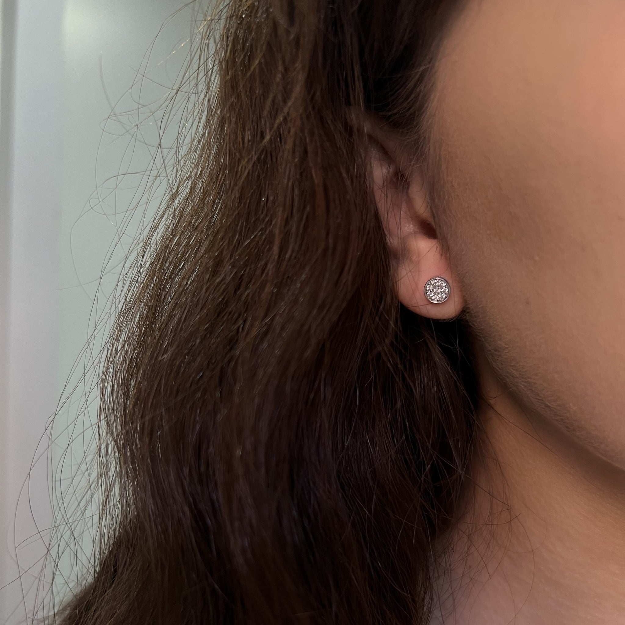 9ct White Gold 0.20ct Pavé Diamond Circle Earrings