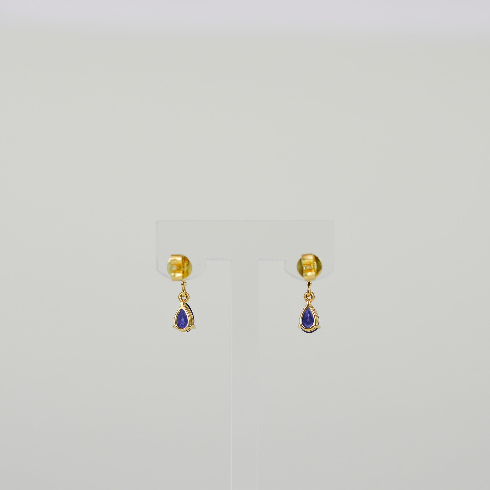 18ct Yellow Gold 1.27ct Pear Sapphire and Diamond Drop Earrings
