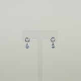 9ct White Gold 0.50ct Pear Cut Blue Topaz and Diamond Drop Stud Earrings