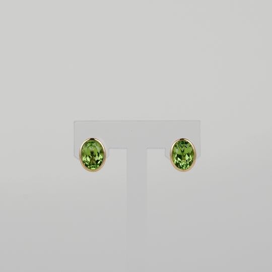 9ct Yellow Gold 3.10ct Oval Peridot Earrings