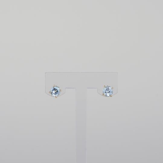9ct Yellow Gold 1.10ct Round Blue Topaz Earrings