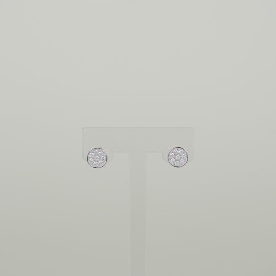 18ct White Gold 0.20ct Pavé Round Brilliant Diamond Stud Earrings