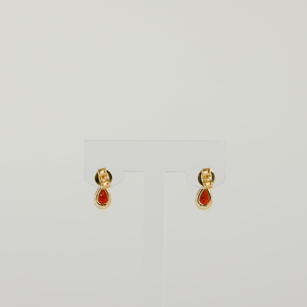 9ct Yellow Gold 0.47ct Pear Cut Garnet and Diamond Drop Stud Earrings