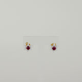 18ct Yellow Gold 0.45ct Round Ruby and Diamond Floral Cluster Stud Earrings