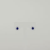 18ct White Gold 0.40ct Oval Sapphire and Diamond Cluster Stud Earrings