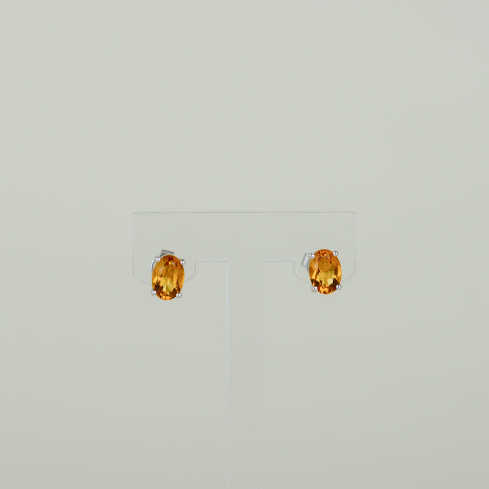 9ct White Gold 1.43ct Oval Citrine Stud Earrings