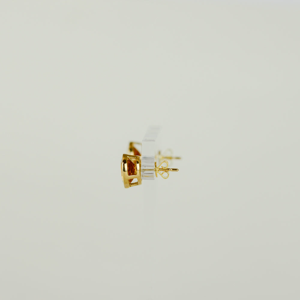 9ct Yellow Gold 3.18ct Oval Rub Set Citrine Stud Earrings