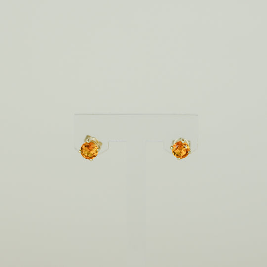 9ct Yellow Gold 0.87ct Round Citrine Stud Earrings
