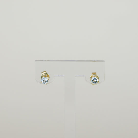 9ct Yellow Gold 0.43ct Round Blue Topaz Stud Earrings