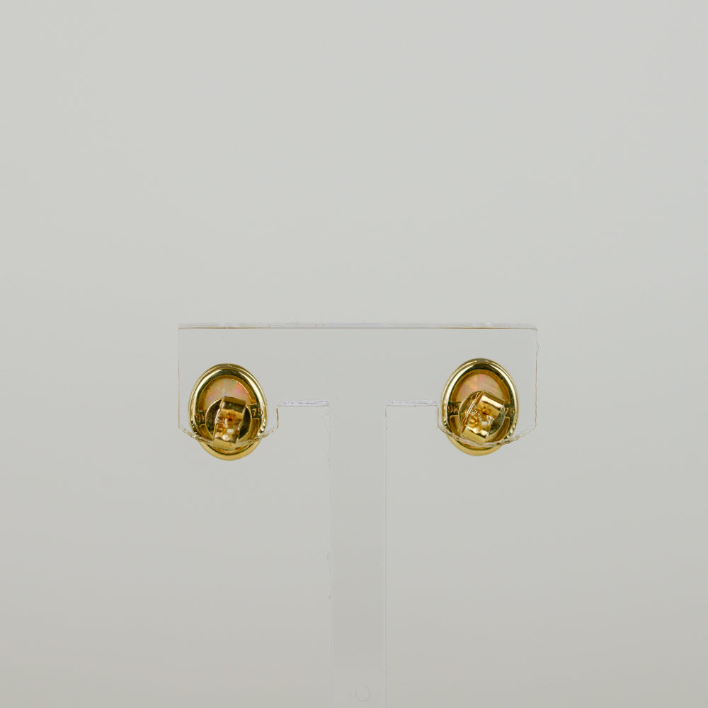 9ct Yellow Gold 1.23ct Oval Opal Rub-Set Stud Earrings