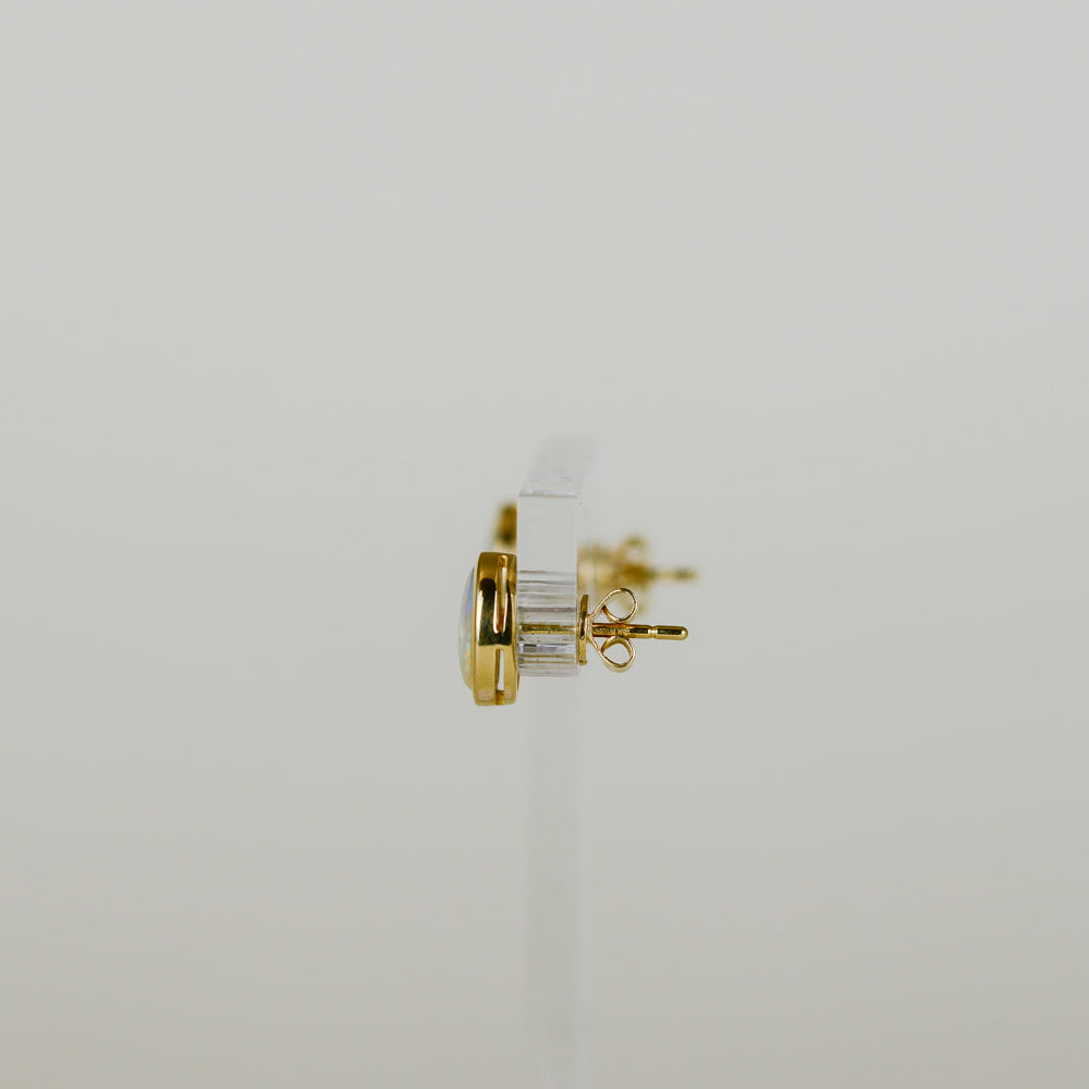 9ct Yellow Gold 1.23ct Oval Opal Rub-Set Stud Earrings