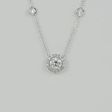 18ct White Gold 1.01ct Diamond Halo Pendant