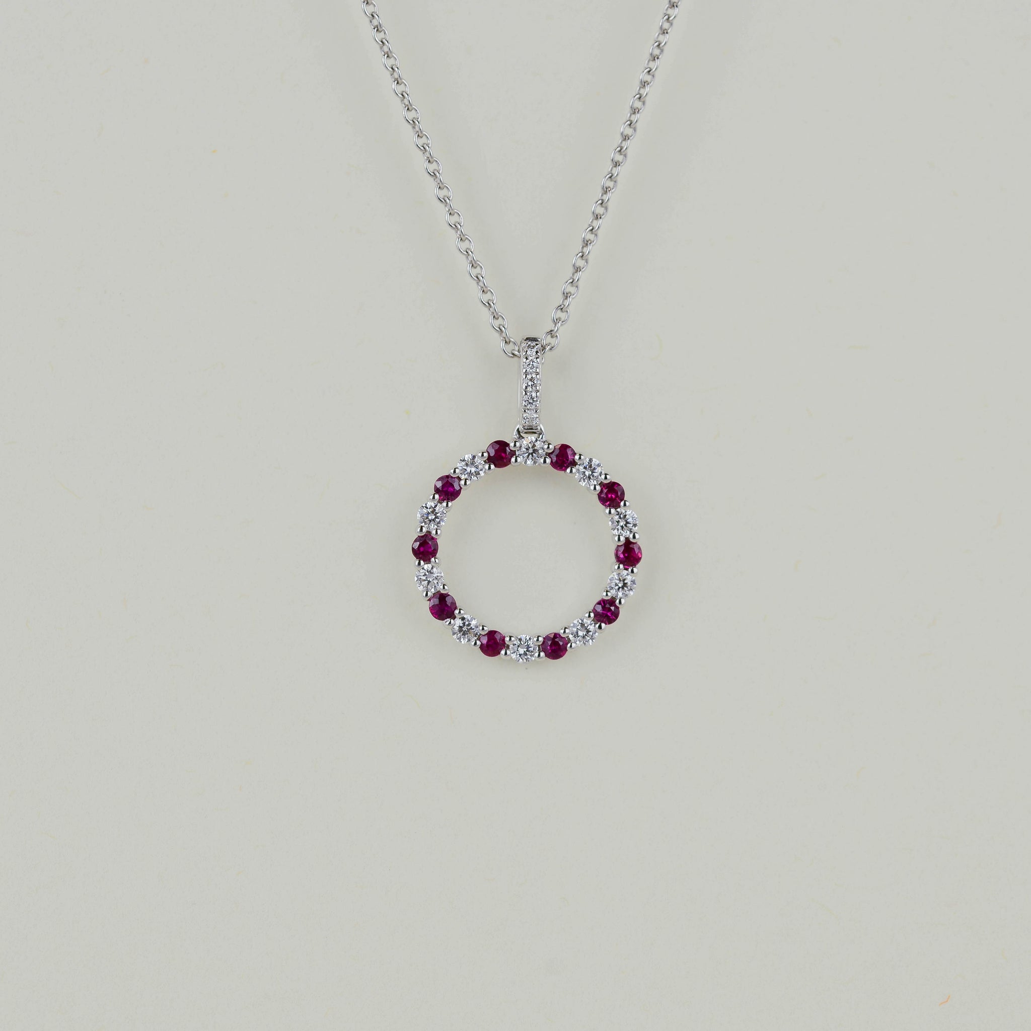 18ct White Gold 0.30ct Ruby and Diamond Polo Pendant