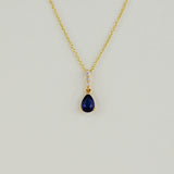 18ct Yellow Gold 0.91ct Sapphire and Diamond Drop Pendant