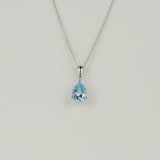 9ct White Gold 1.96ct Pear Cut Blue Topaz Pendant