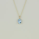 9ct Yellow Gold 3.19ct Oval Blue Topaz Pendant