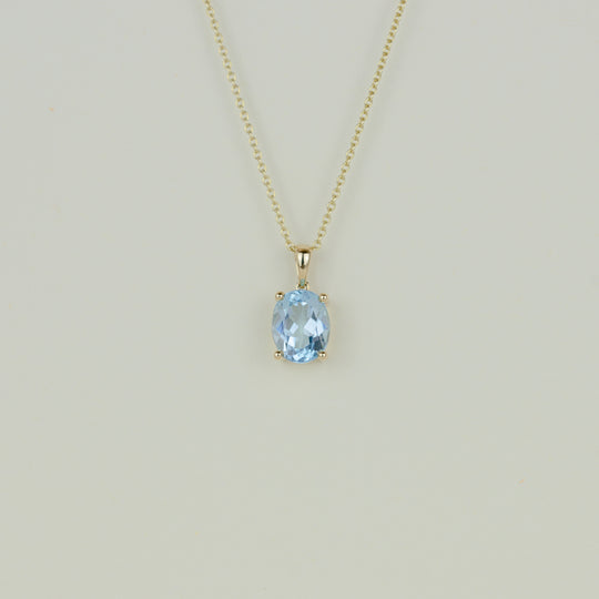 9ct Yellow Gold 2.98ct Oval Blue Topaz Pendant