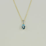 9ct Yellow Gold 1.33ct Pear Cut Blue Topaz and Diamond Pendant