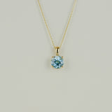 9ct Yellow Gold 3.02ct Round Blue Topaz Pendant