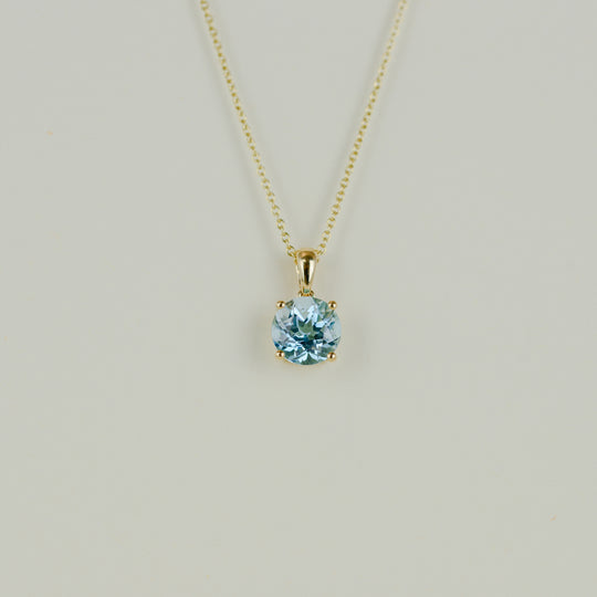 9ct Yellow Gold 3.02ct Round Blue Topaz Pendant