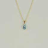 9ct Yellow Gold 1.54ct Oval Blue Topaz Pendant