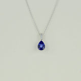 18ct White Gold 1.36ct Pear Cut Tanzanite and Diamond Pendant