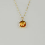 9ct Yellow Gold 3.25ct Square Cushion Cut Citrine Pendant