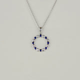 18ct White Gold 0.23ct Round Sapphire and Diamond Circle Pendant