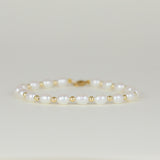 9ct Yellow Gold Freshwater Pearl and Gold Bead Bracelet