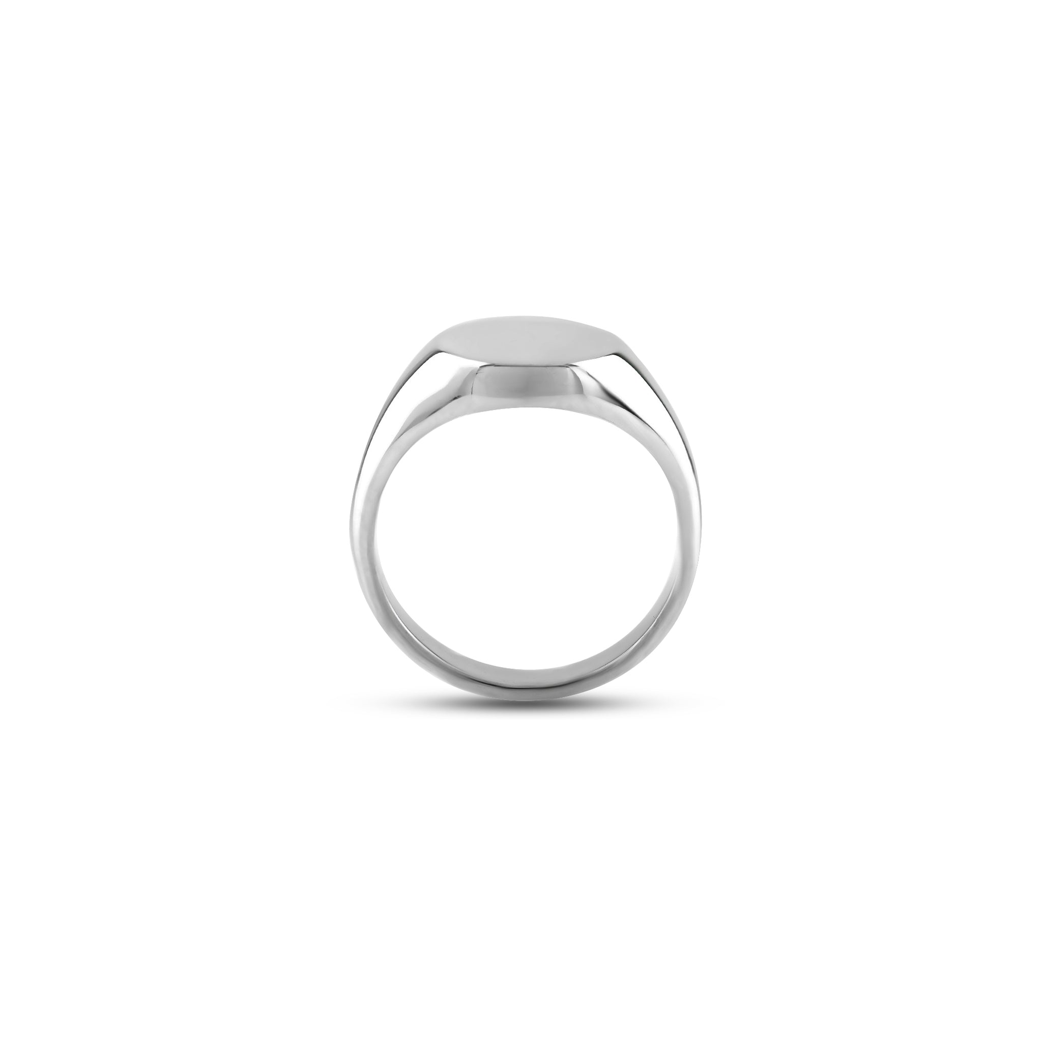 9ct White Gold 11mm Round Signet Ring