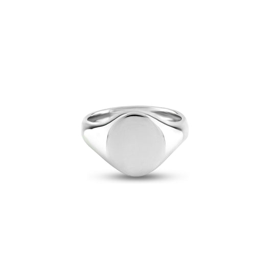 9ct White Gold 13 x 11mm Oval Signet Ring