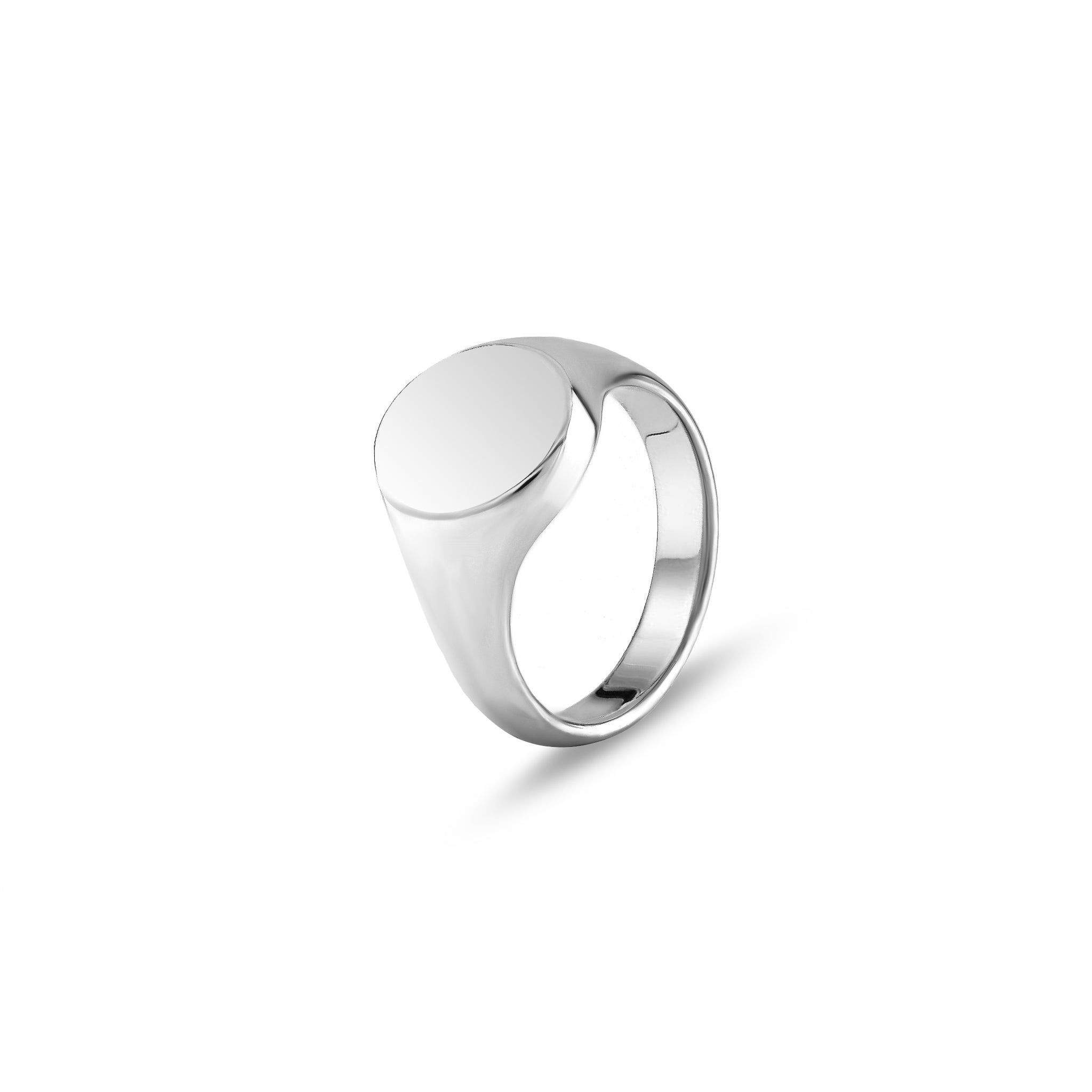 9ct White Gold 13 x 11mm Oval Signet Ring