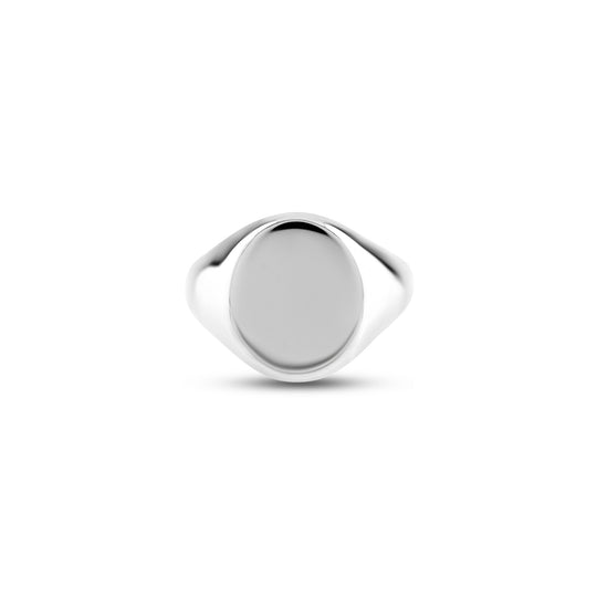 9ct White Gold 16 x 13mm Oval Signet Ring