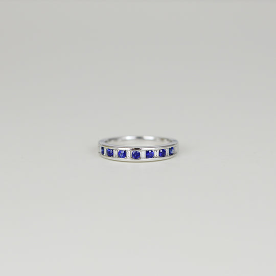 18ct White Gold 0.36ct Pavé Set Sapphire and Diamond Half Eternity Ring