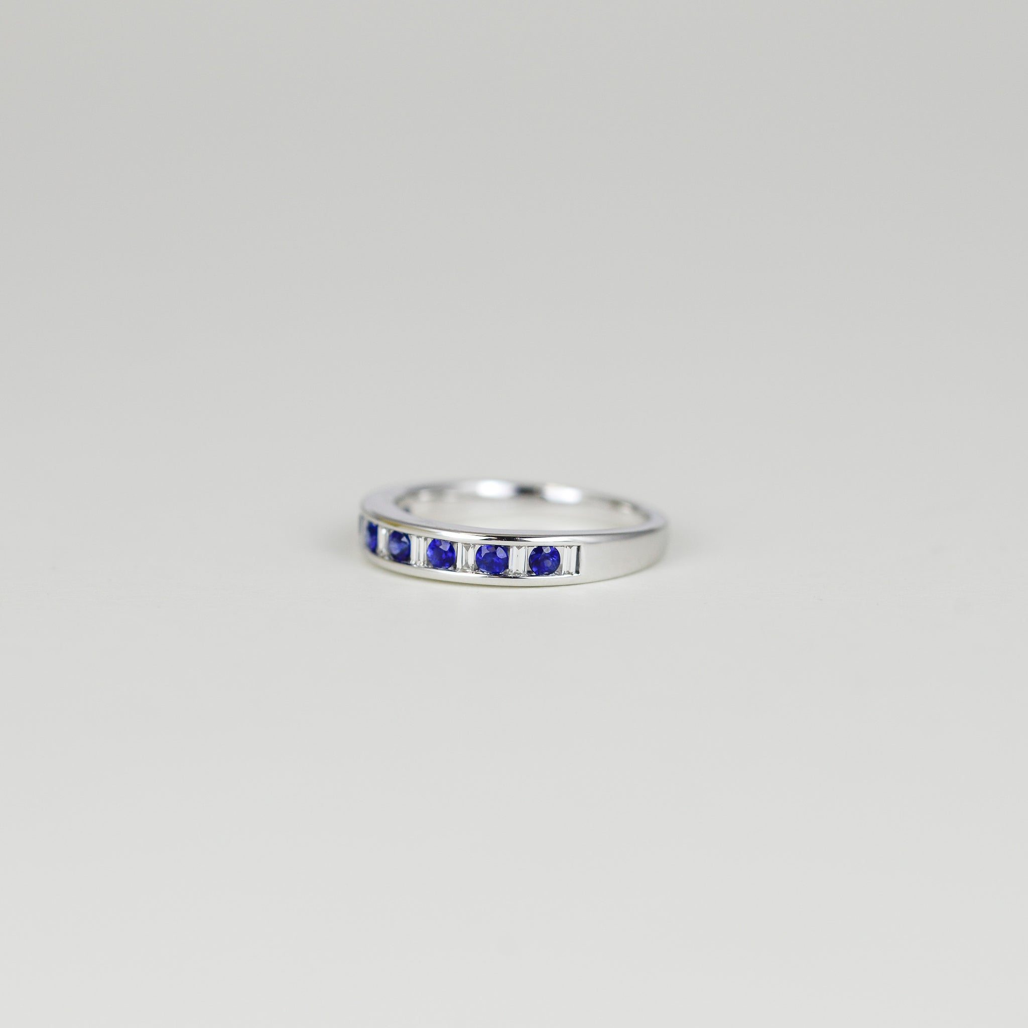 18ct White Gold 0.36ct Pavé Set Sapphire and Diamond Half Eternity Ring