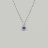 18ct White Gold 0.41ct Oval Tanzanite & Diamond Pendant