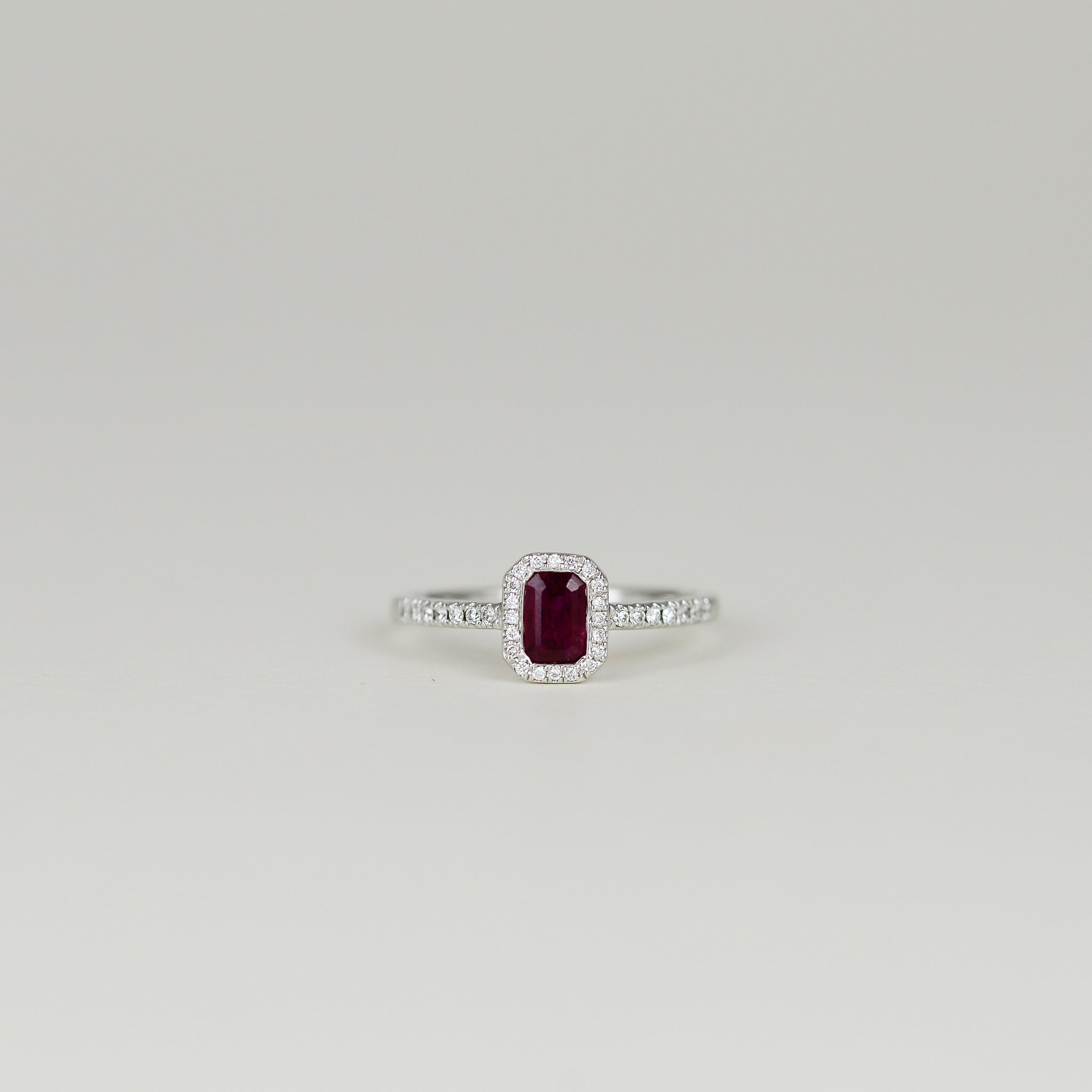 18ct White Gold 0.75ct Ruby and Diamond Cluster Ring