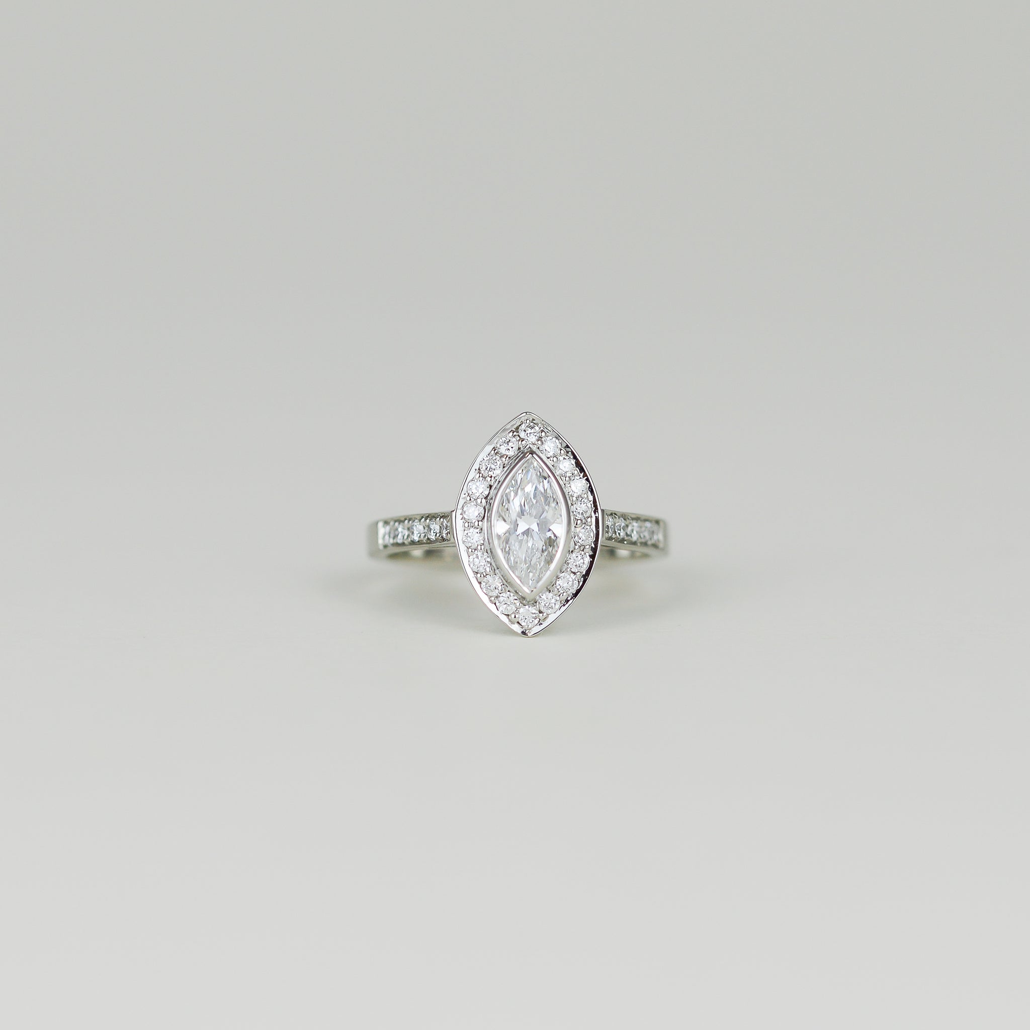Platinum 0.77ct Marquise Cut Diamond Cluster Ring