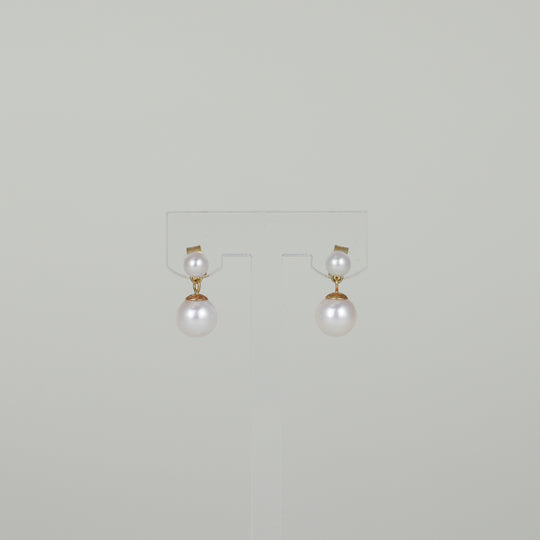 9ct Yellow Gold 7mm Cultured Pearl Drop Earring