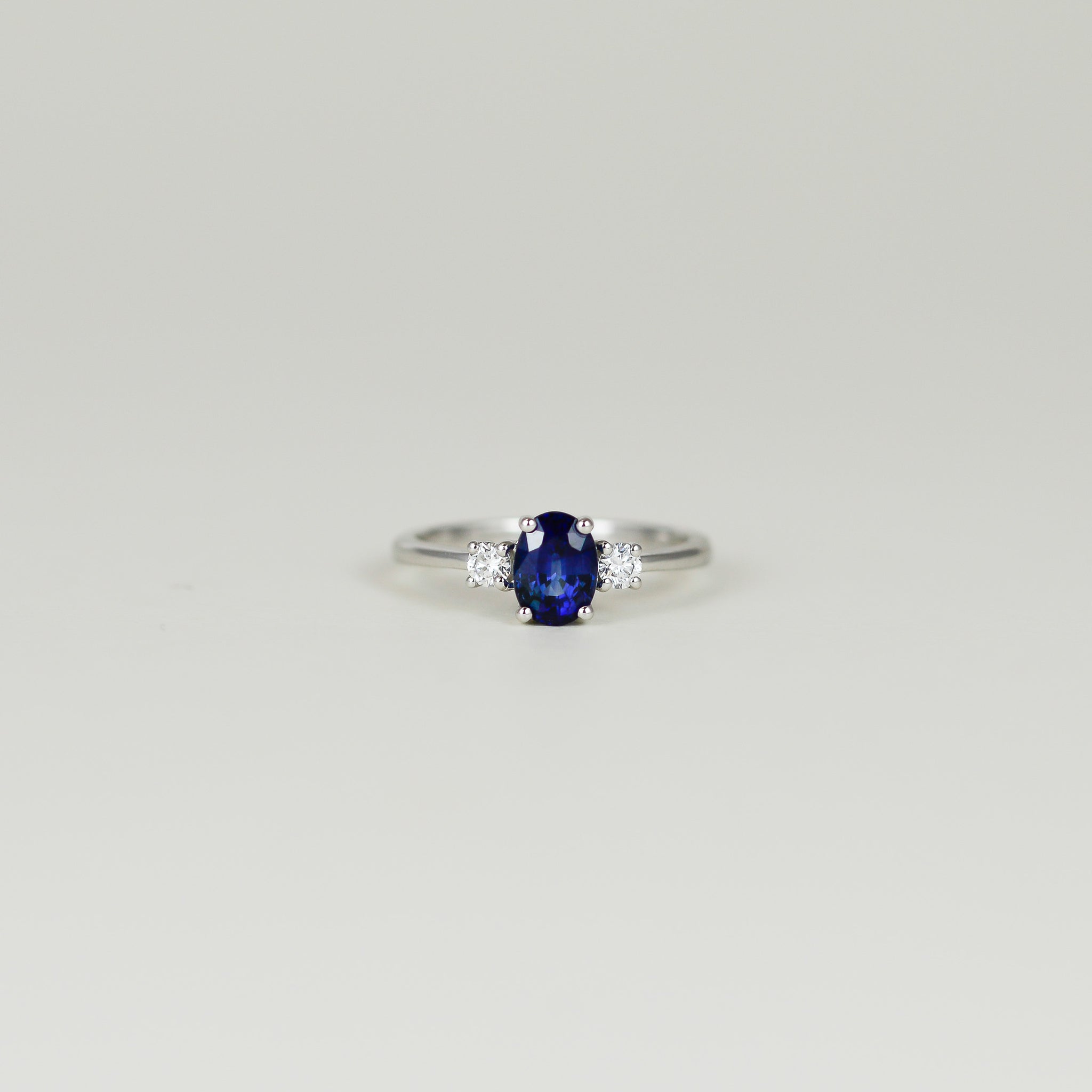 18ct White Gold 1.19ct Oval Sapphire and Diamond Ring