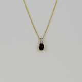 18ct Yellow Gold 1.12ct Oval Garnet and Diamond Pendant